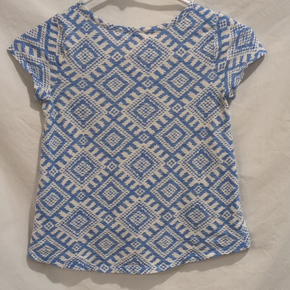 Old Navy | Relaxed Cap Sleeve T-shirt Shaped Hem Blue White | S